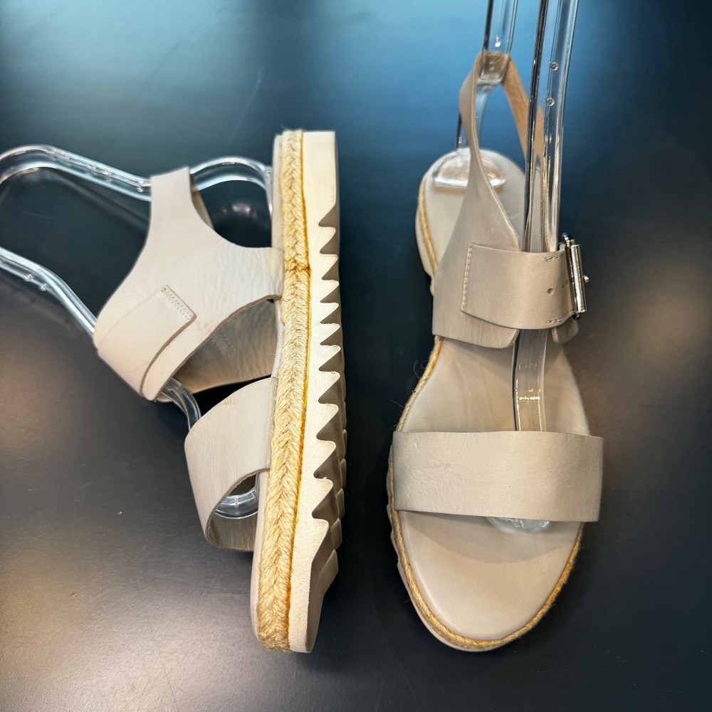 AGL Attilio Giusti Leombruni 8.5 EU 39 Gray Leather Sawtooth Espadrille Sandal